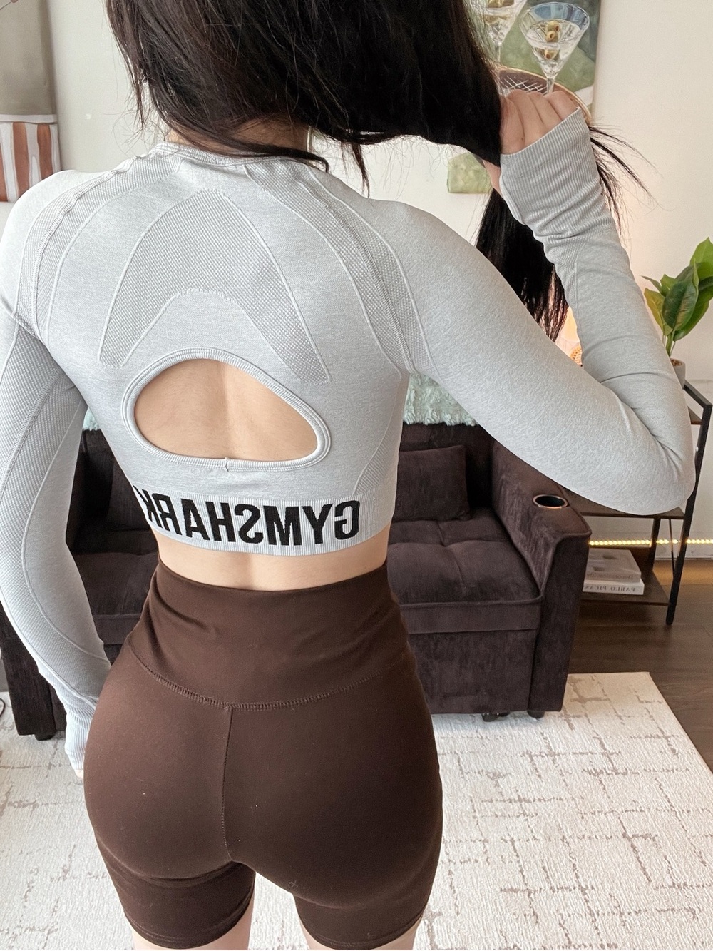 Gym shark Grey Long Sleeve Crop Top
